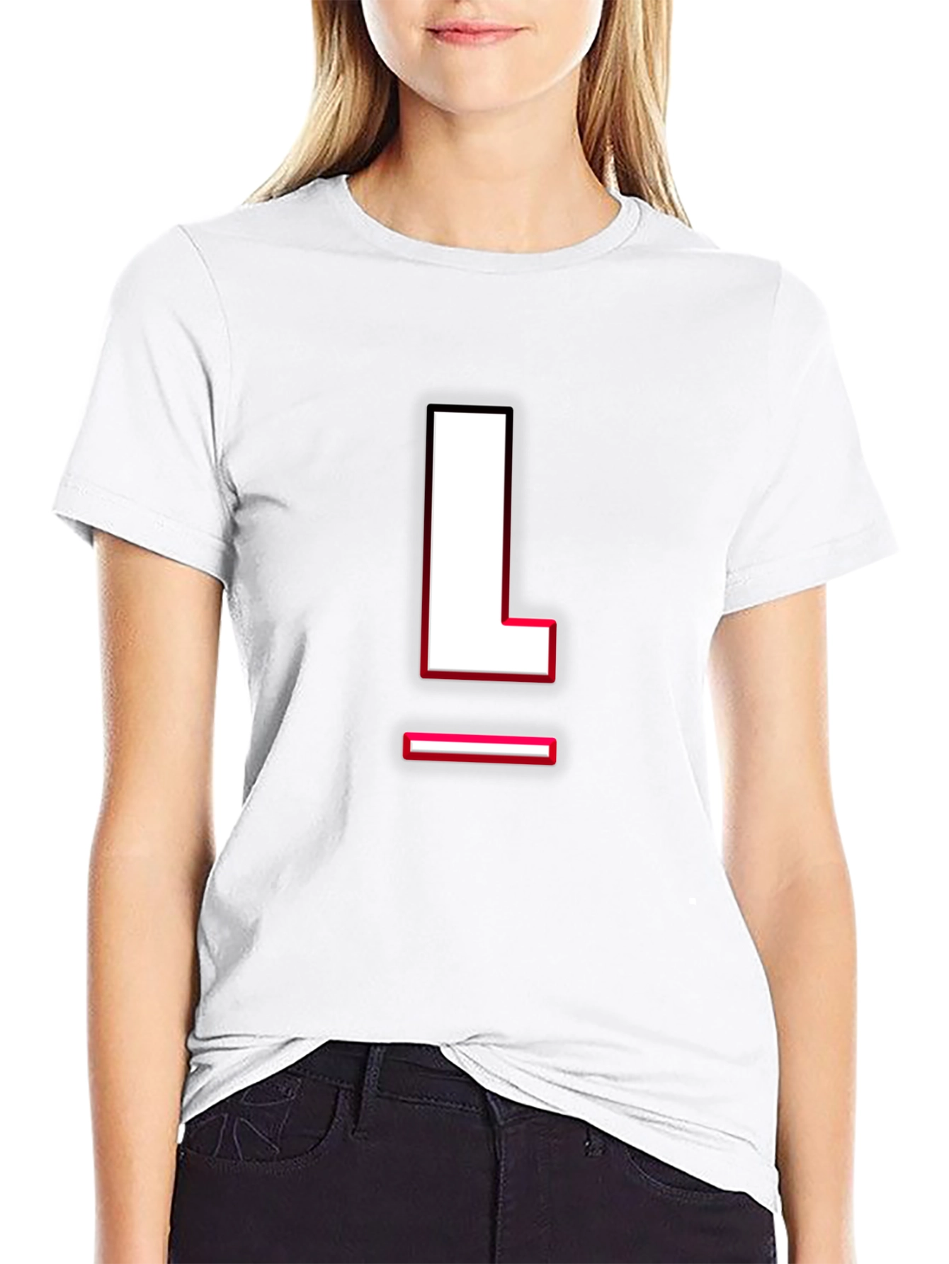 Letter L Graphic T-Shirt - Black