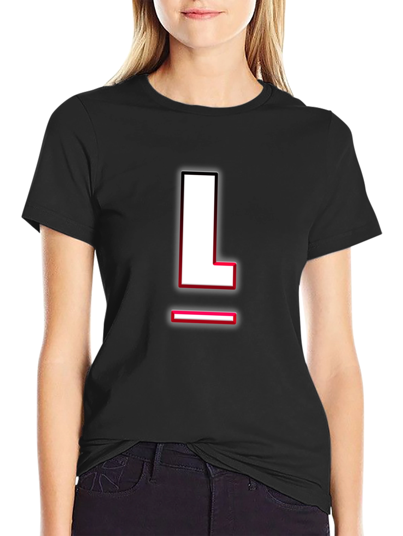 Letter L Graphic T-Shirt - Black