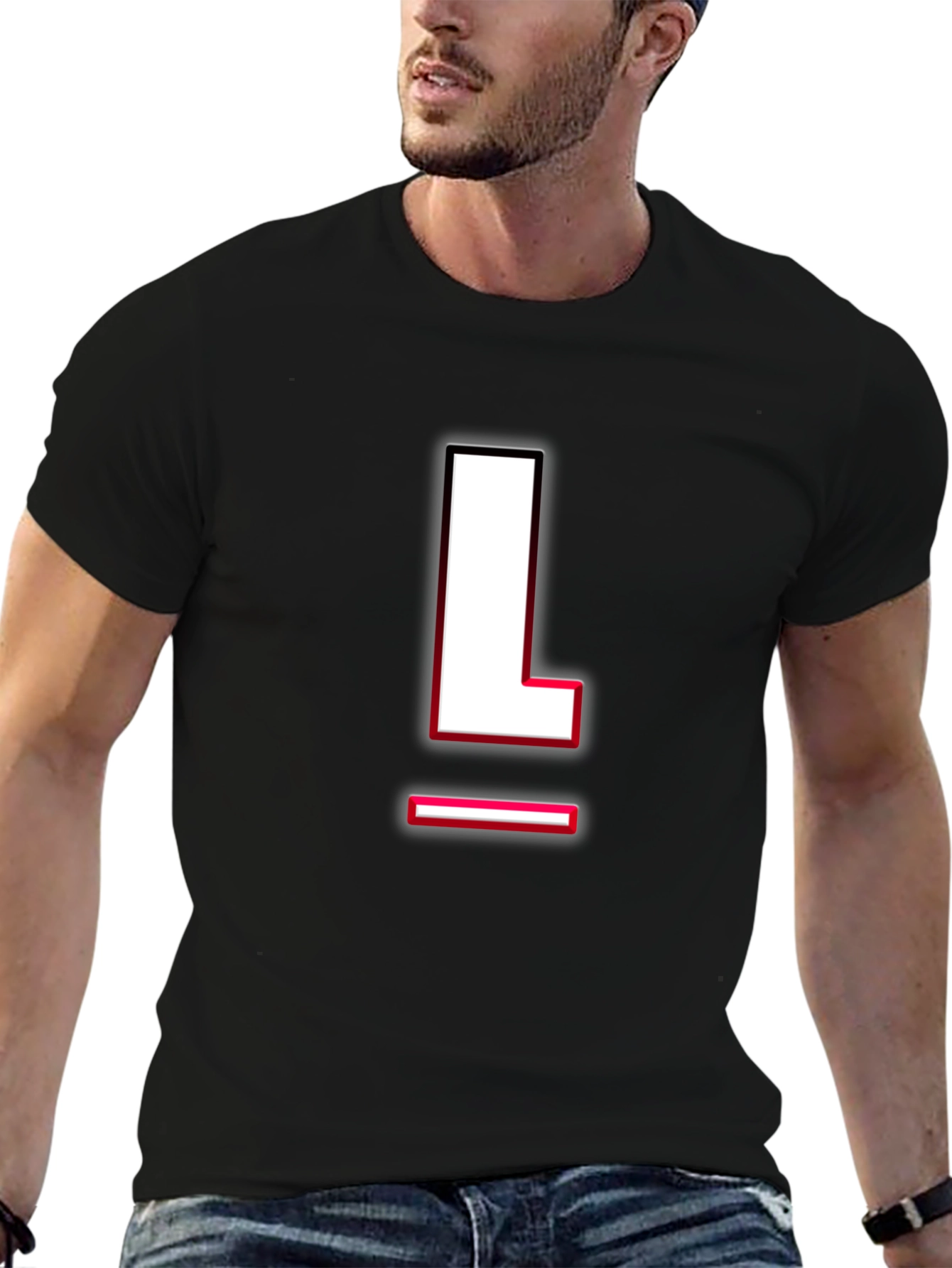Letter L Graphic T-Shirt - Black