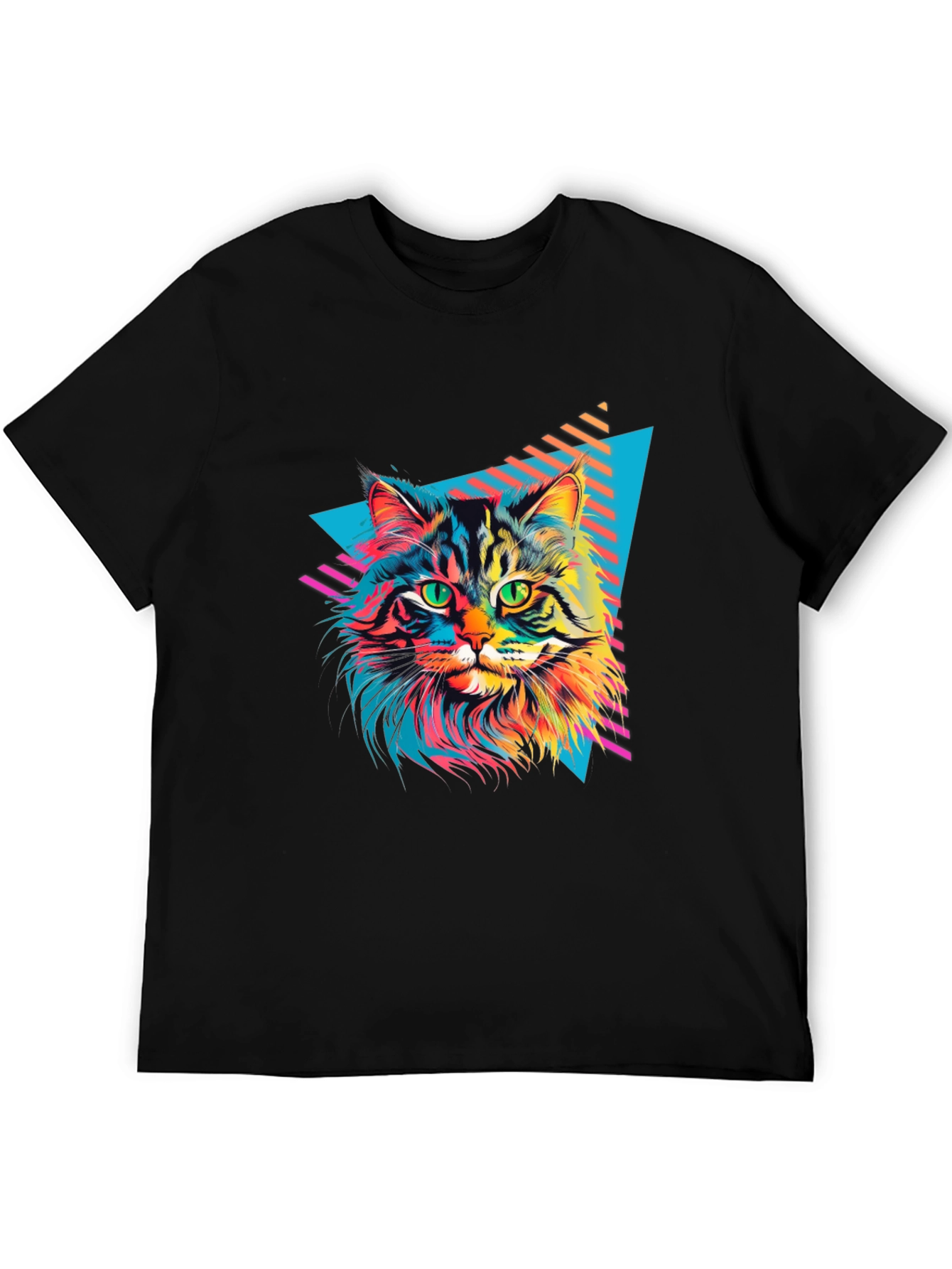 Retro Cat Graphic T-Shirt - Black