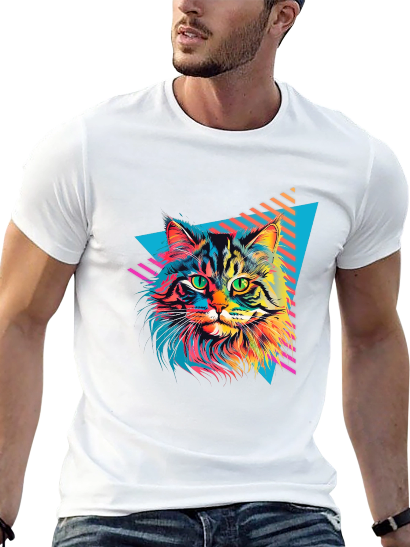 Retro Cat Graphic T-Shirt - Black