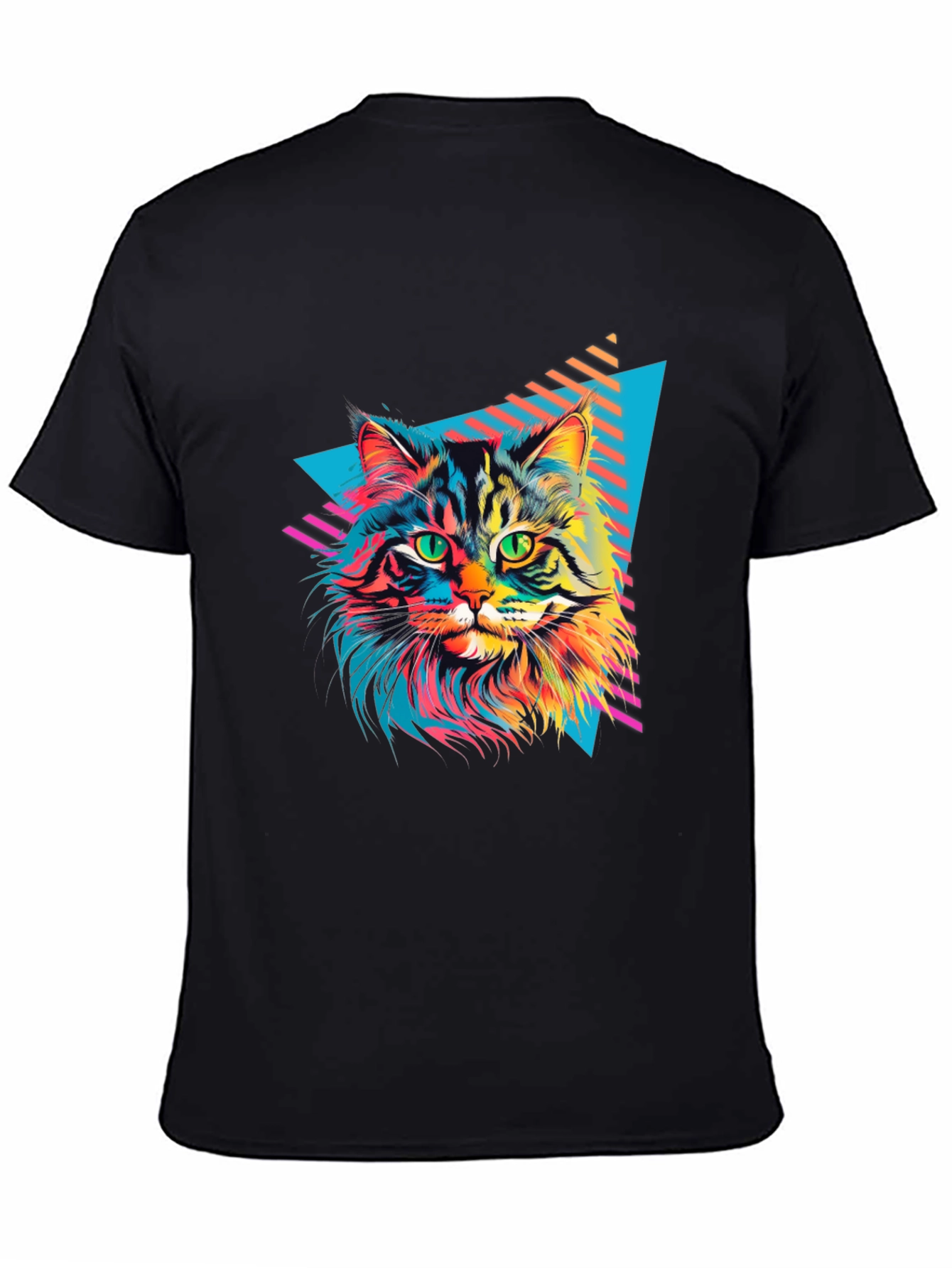 Retro Cat Graphic T-Shirt - Black