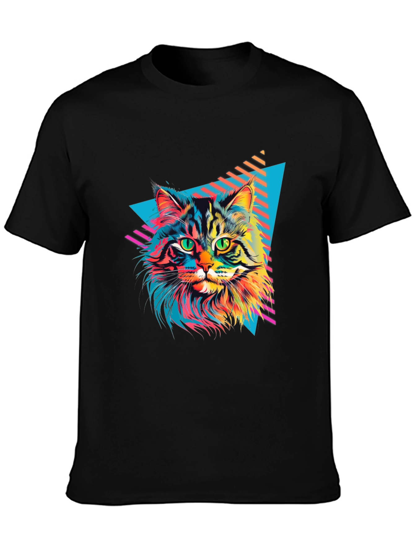Retro Cat Graphic T-Shirt - Black