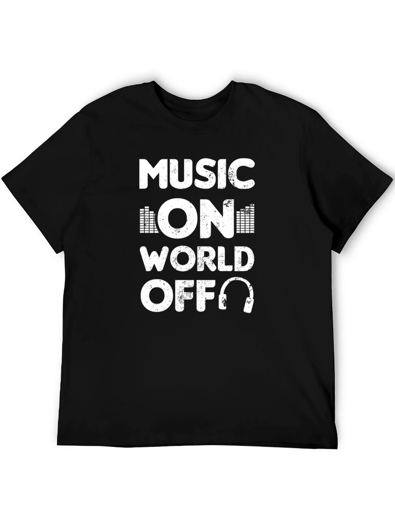 Music On World Off Black Graphic Tee