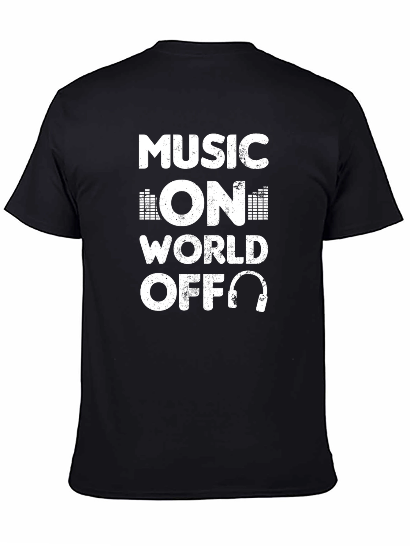 Music On World Off Black Graphic Tee