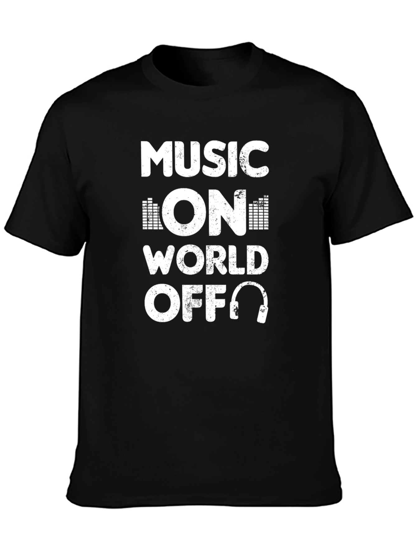 Music On World Off Black Graphic Tee