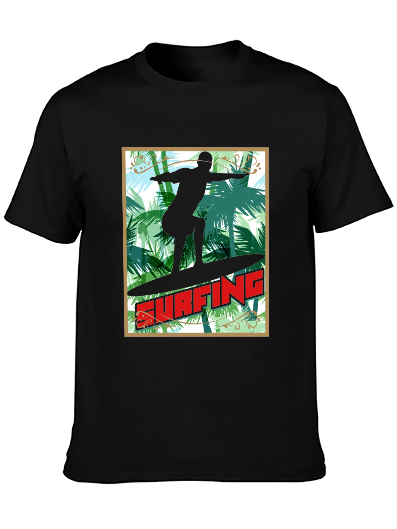 Surfing Palm Tree Graphic Tee