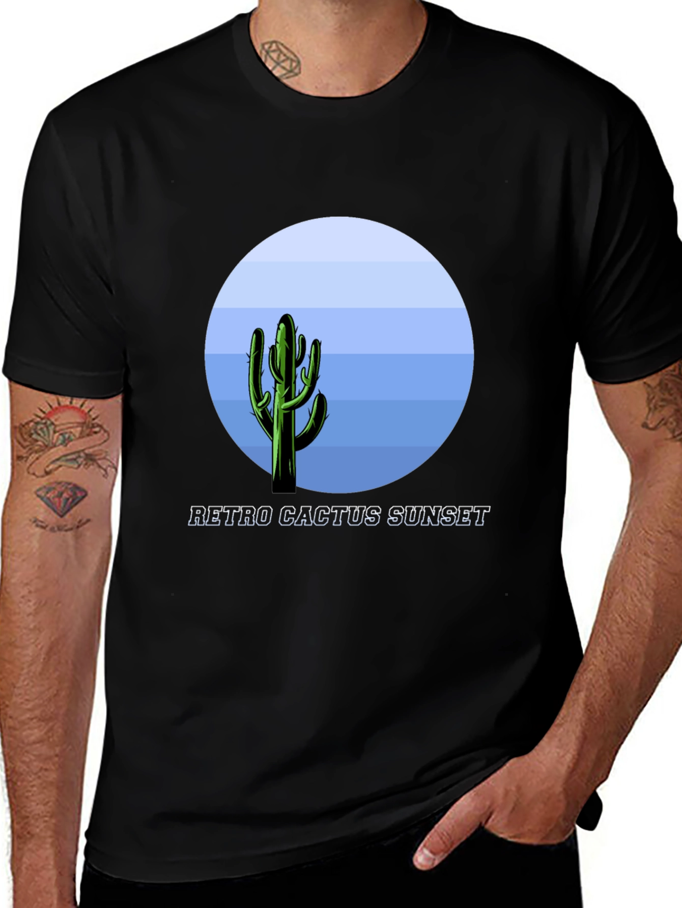 Retro Cactus Sunset Graphic T-Shirt