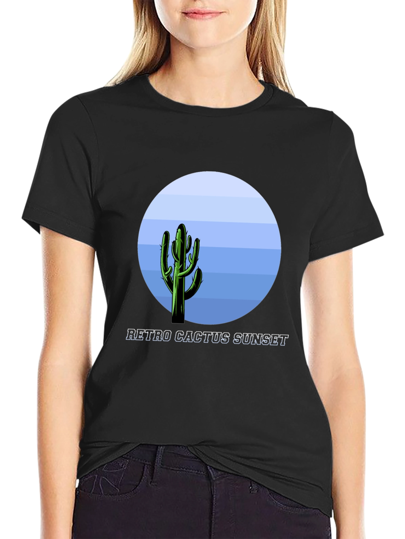 Retro Cactus Sunset Graphic T-Shirt