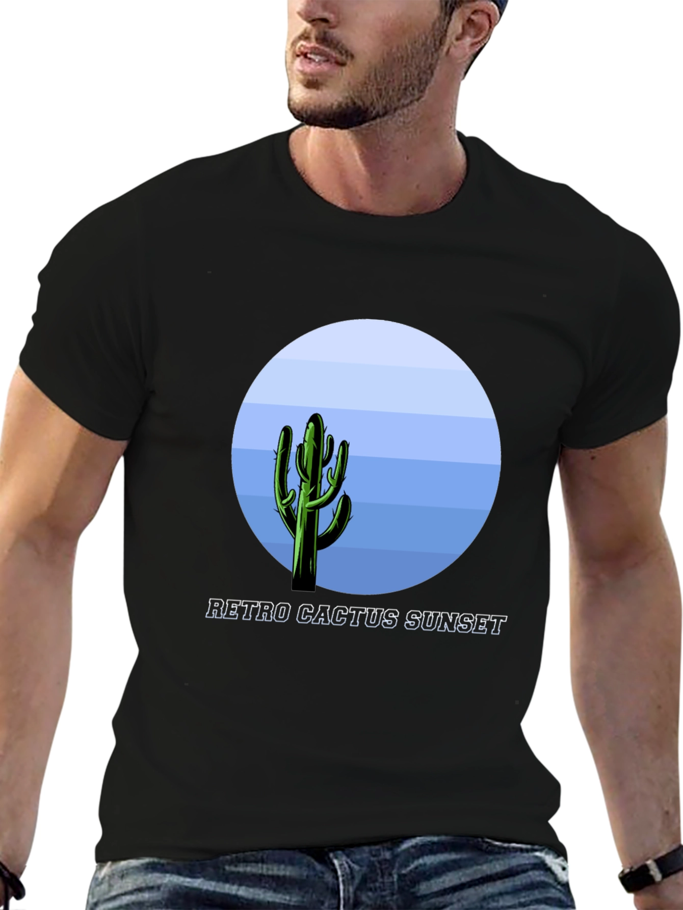 Retro Cactus Sunset Graphic T-Shirt