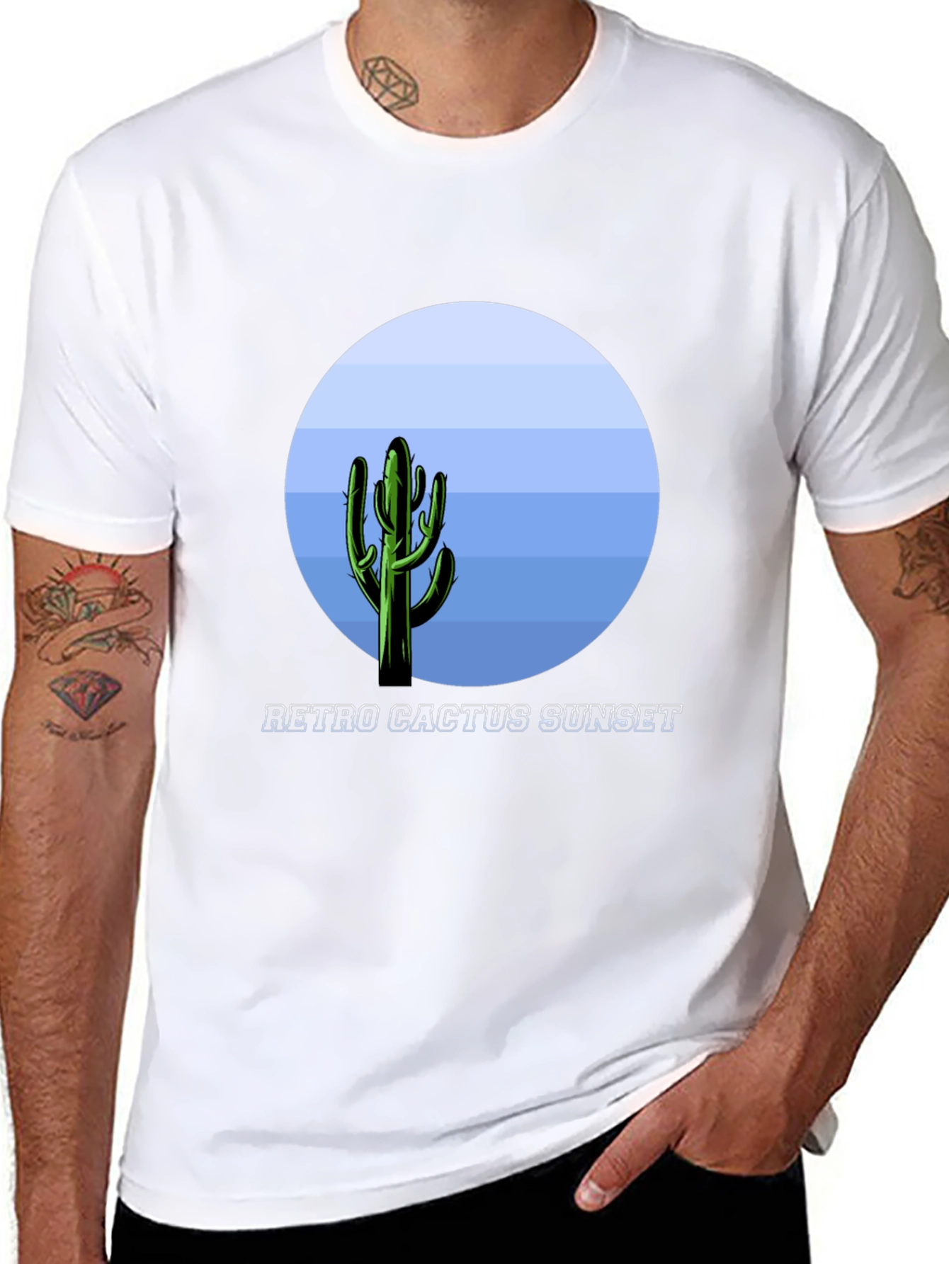 Retro Cactus Sunset Graphic T-Shirt