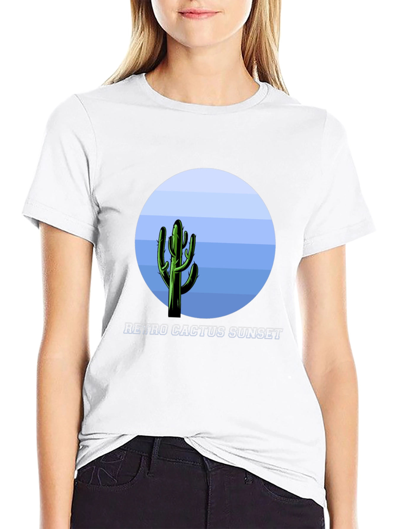 Retro Cactus Sunset Graphic T-Shirt