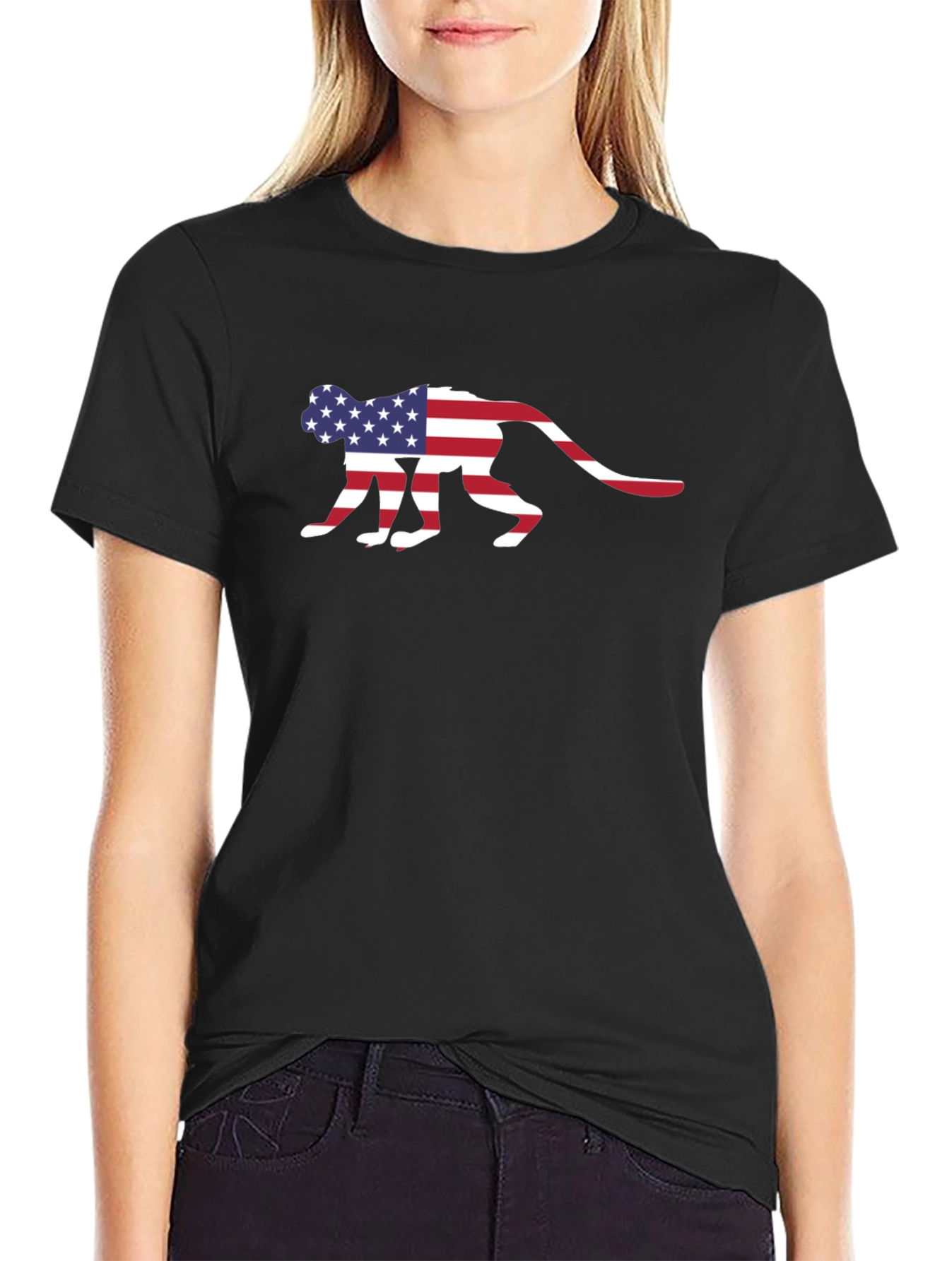American Flag Monkey Graphic T-Shirt