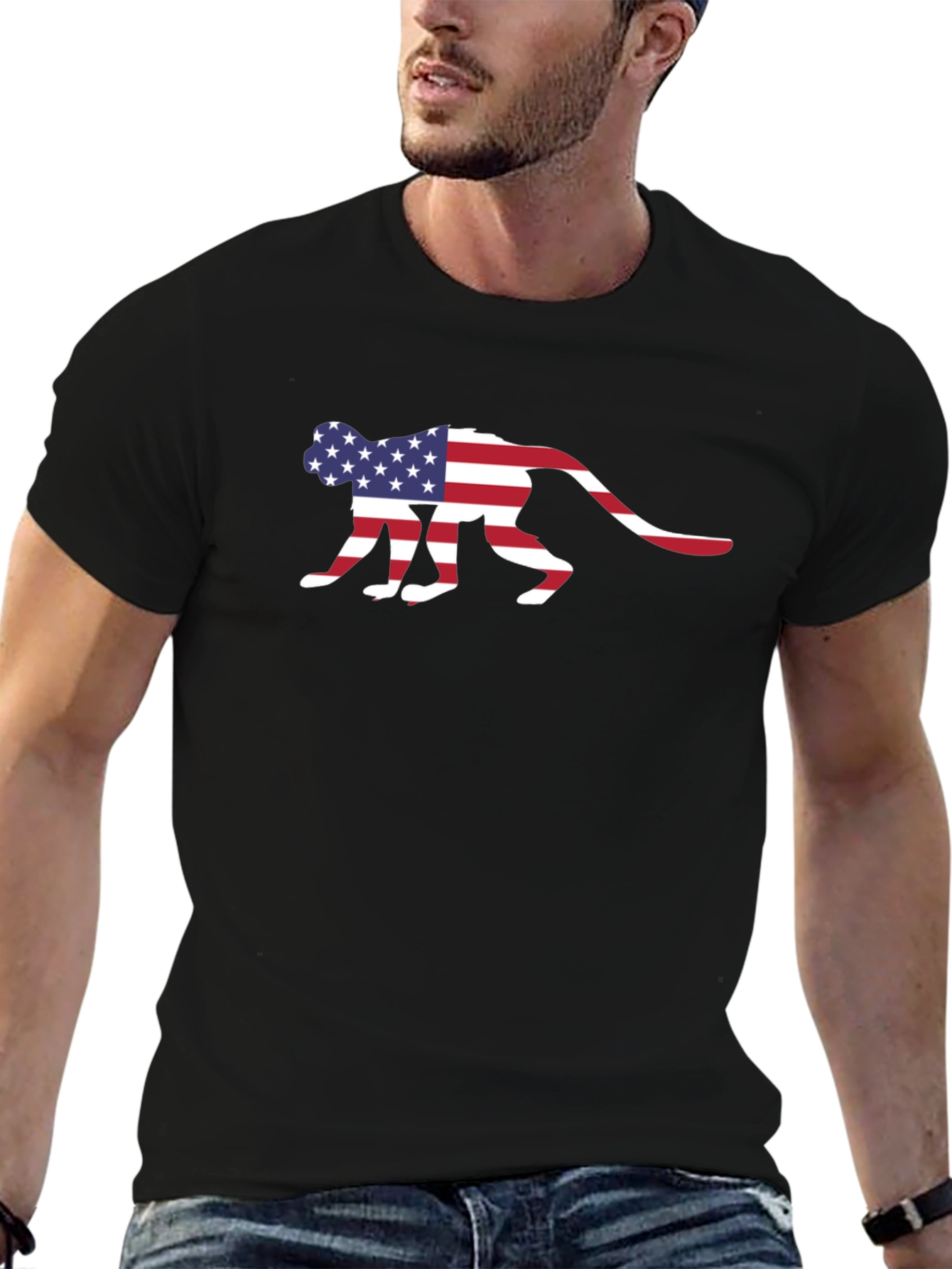 American Flag Monkey Graphic T-Shirt