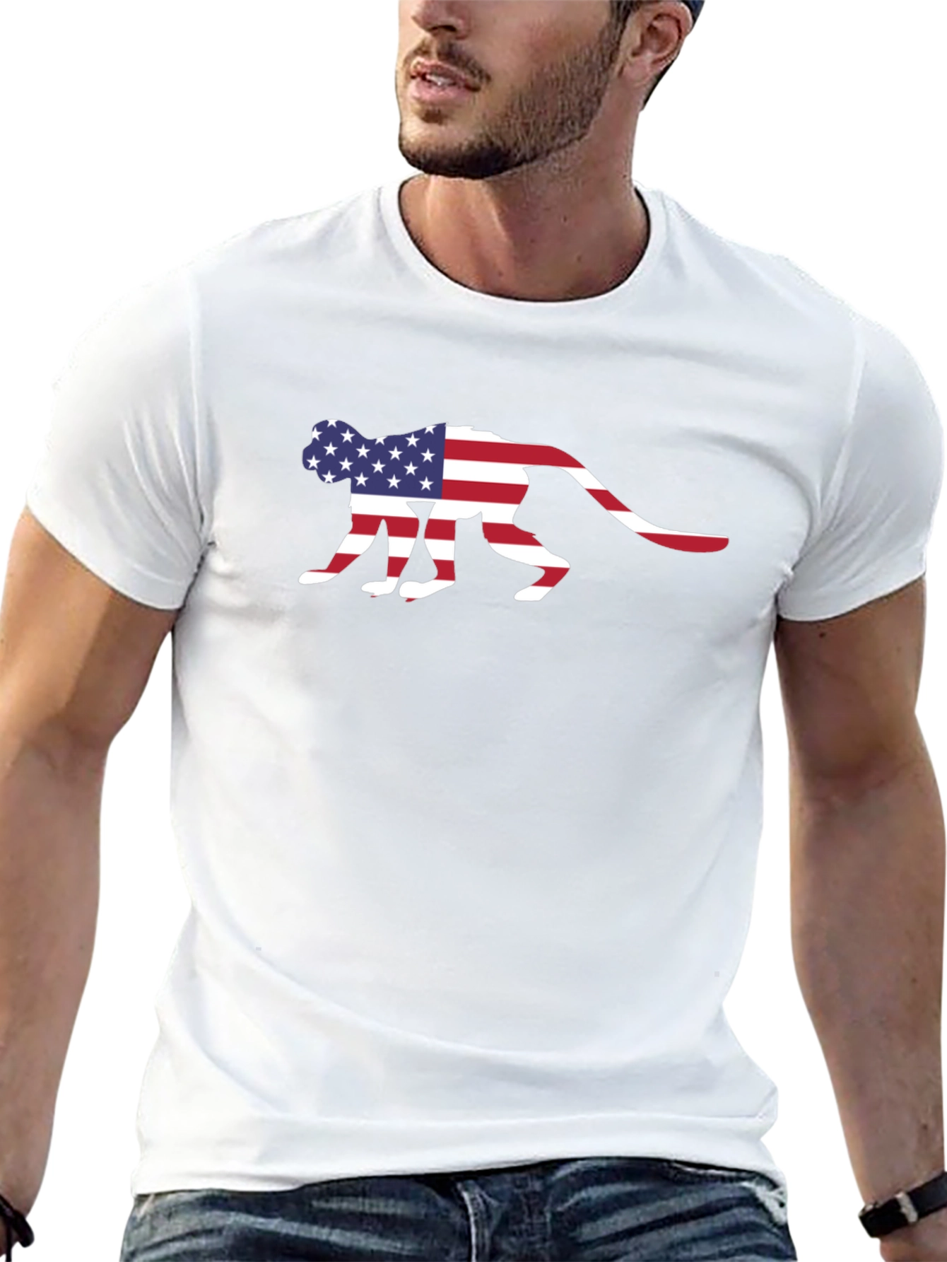 American Flag Monkey Graphic T-Shirt