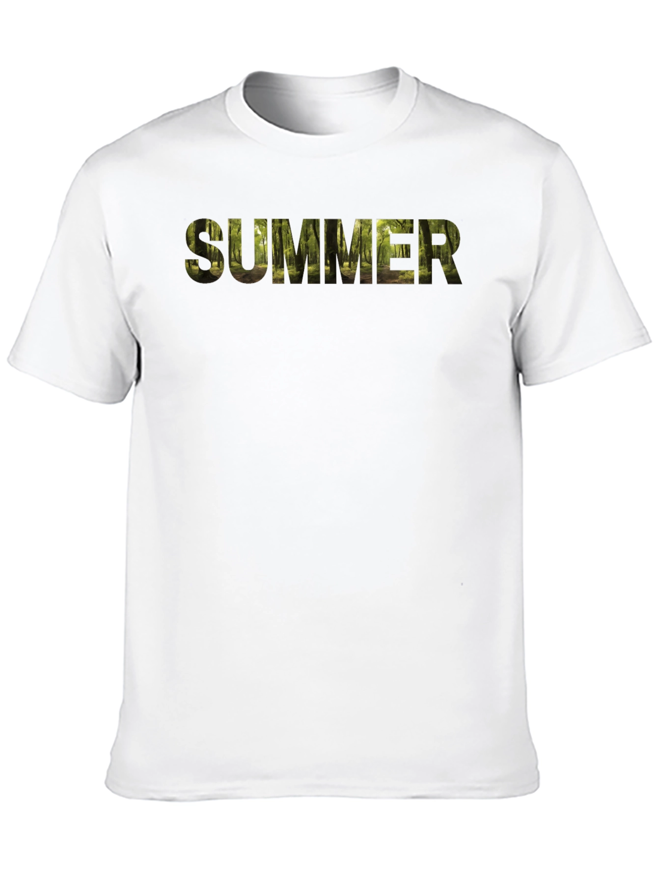 Summer Forest Print Black T-Shirt