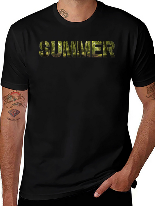 Summer Forest Print Black T-Shirt