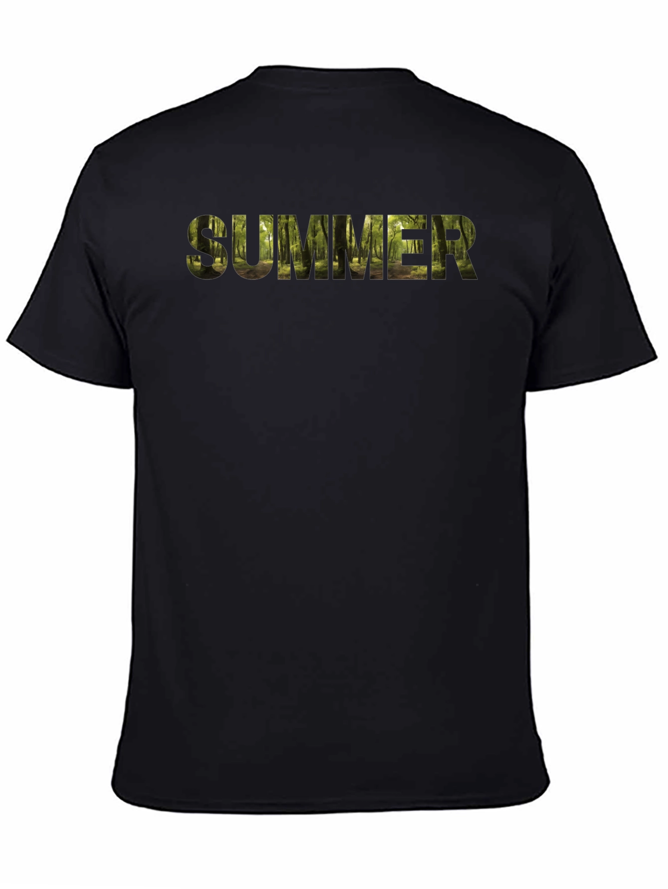 Summer Forest Print Black T-Shirt