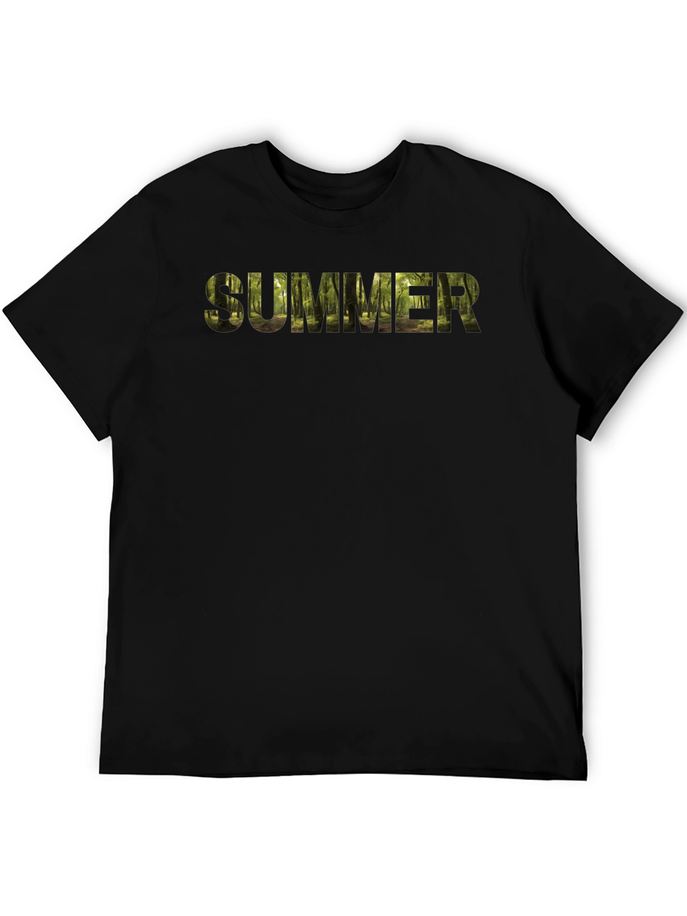 Summer Forest Print Black T-Shirt