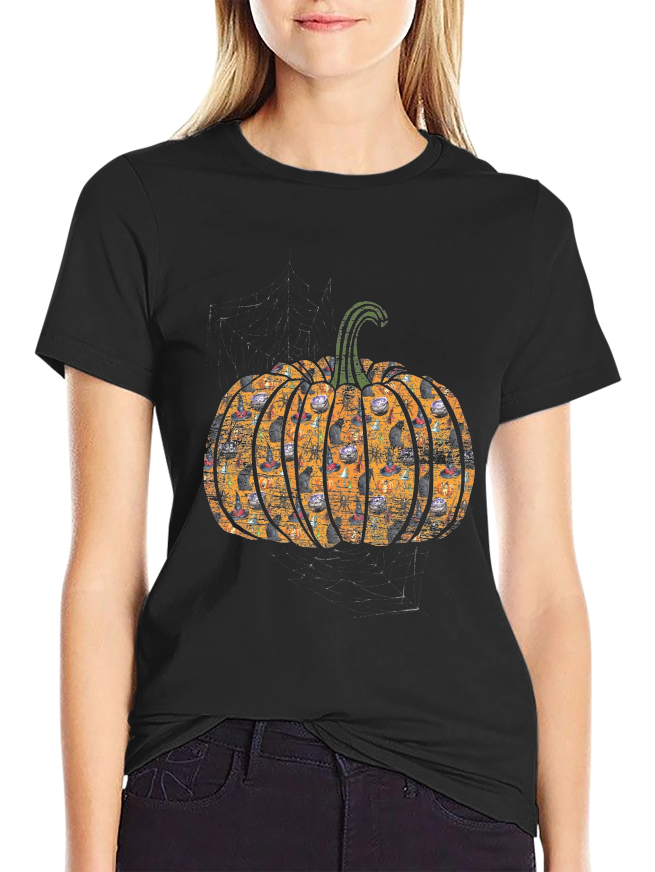 Halloween Pumpkin Cat T-Shirt