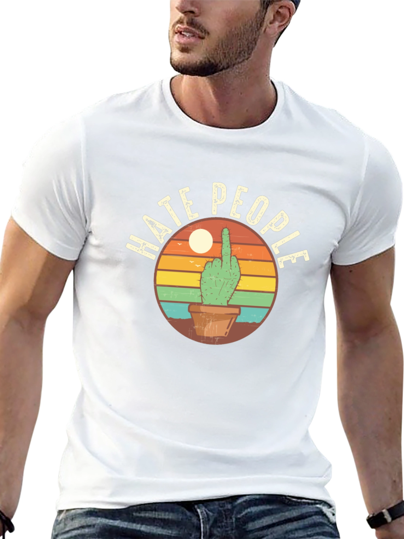 Hate People Cactus Graphic T-Shirt - Funny Sarcastic Tee