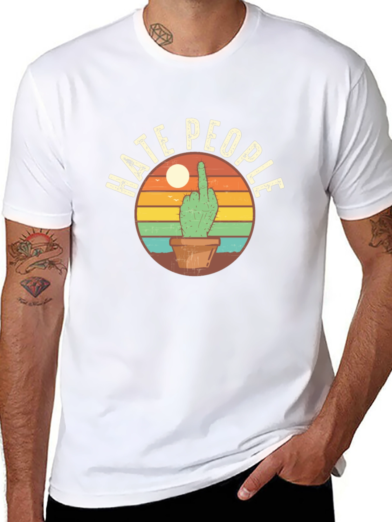 Hate People Cactus Graphic T-Shirt - Funny Sarcastic Tee