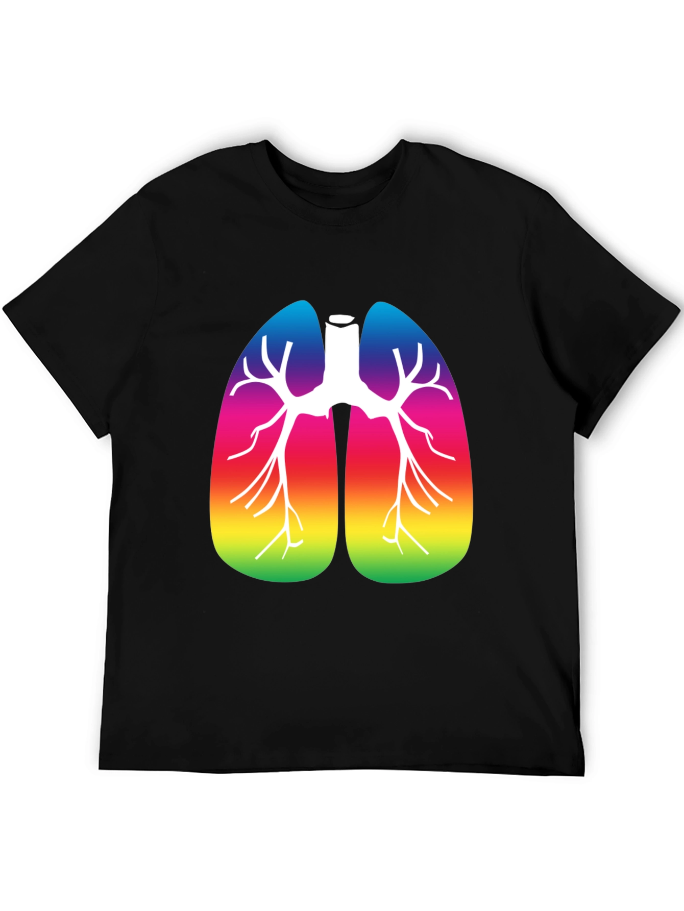 Rainbow Lungs Graphic Tee - Black Cotton T-Shirt