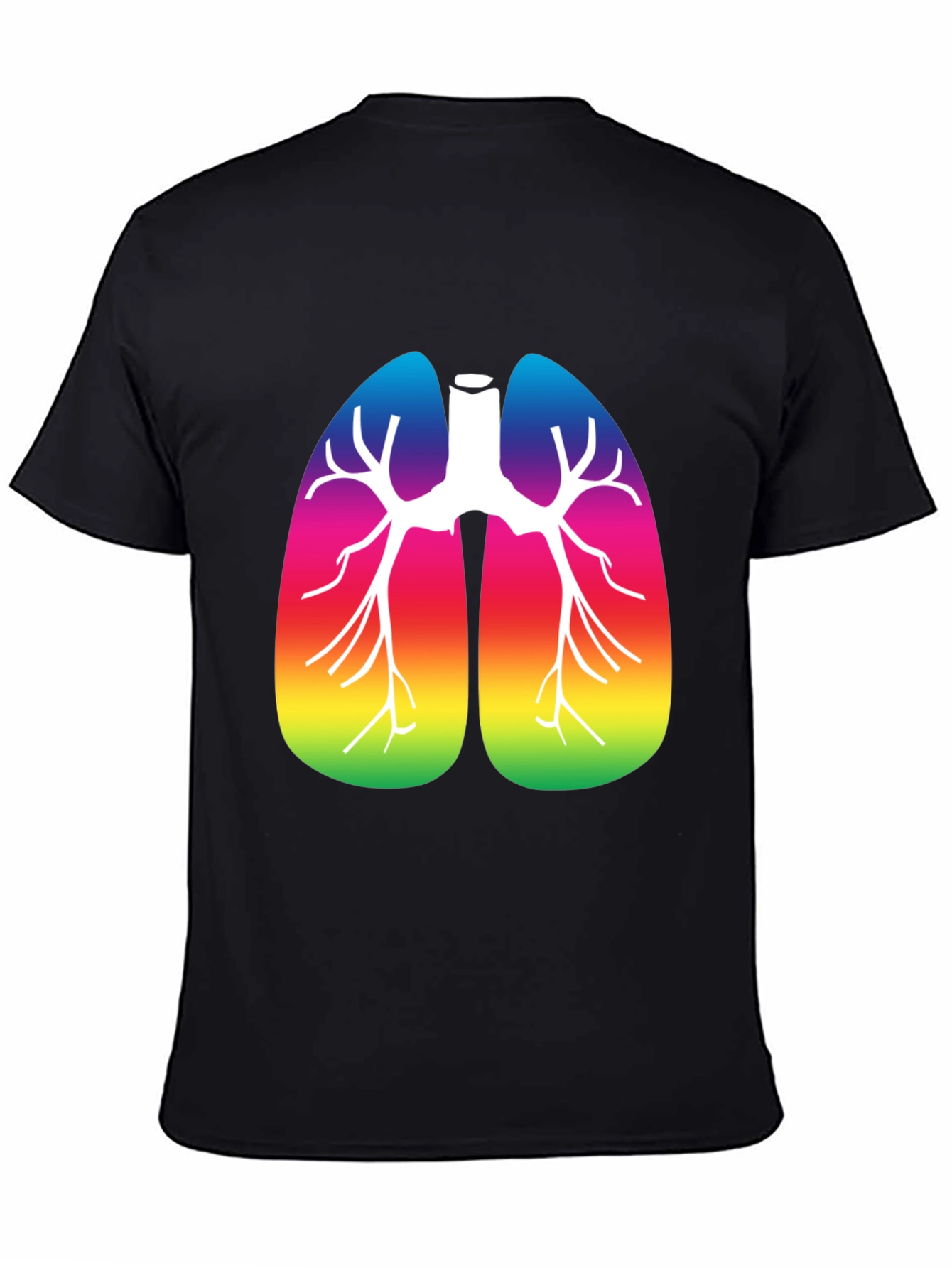 Rainbow Lungs Graphic Tee - Black Cotton T-Shirt