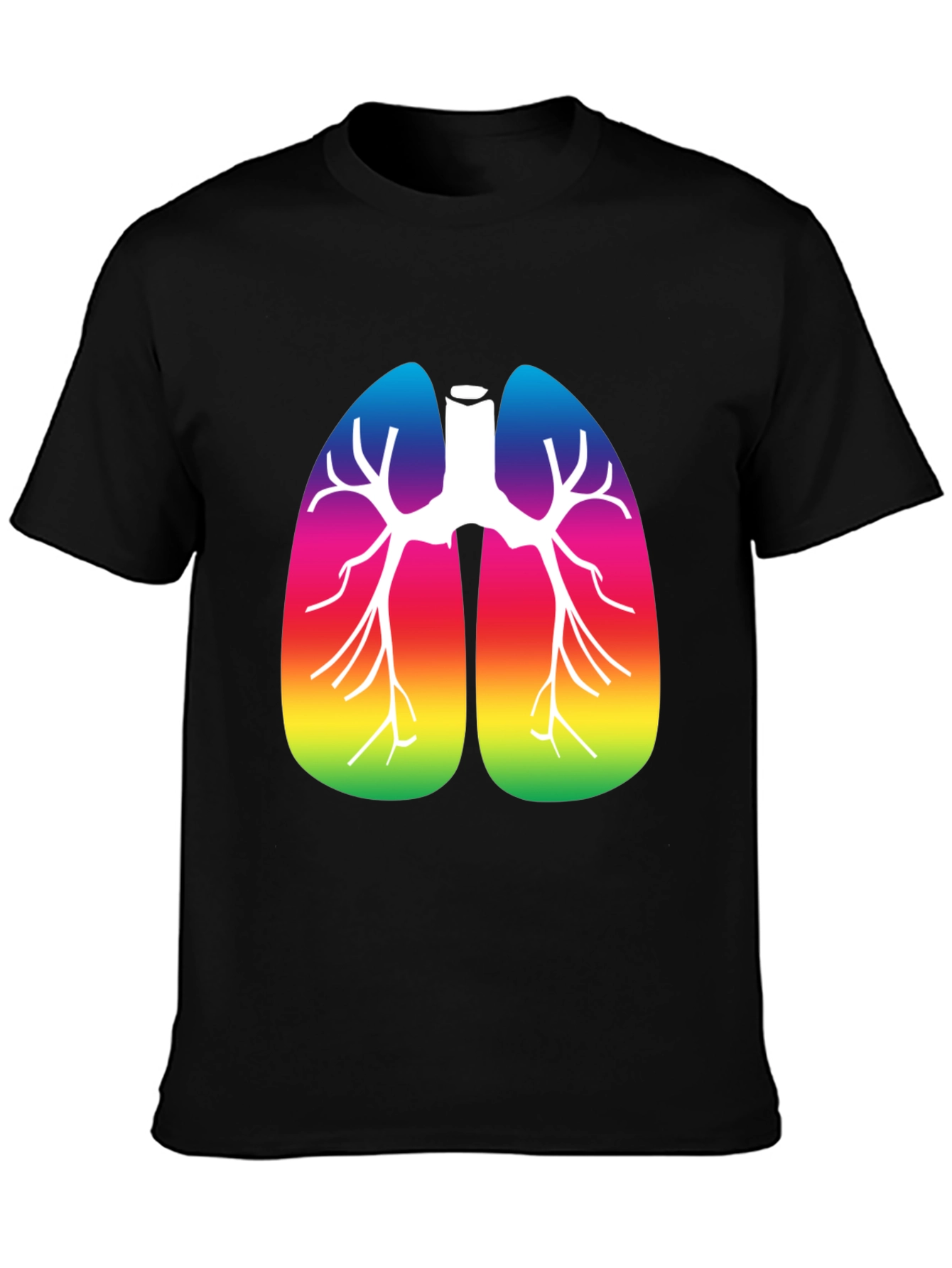 Rainbow Lungs Graphic Tee - Black Cotton T-Shirt