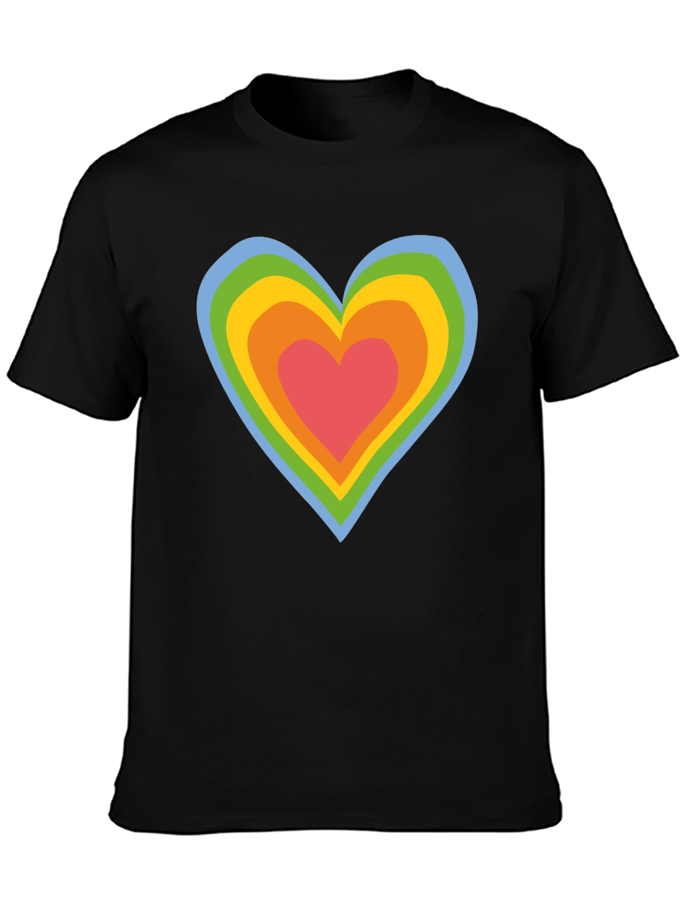 Retro Rainbow Heart Black T-Shirt