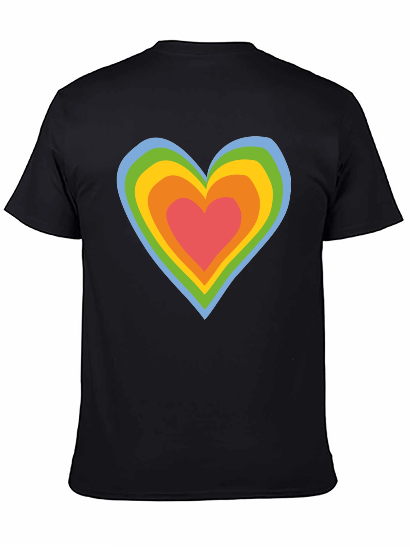 Retro Rainbow Heart Black T-Shirt