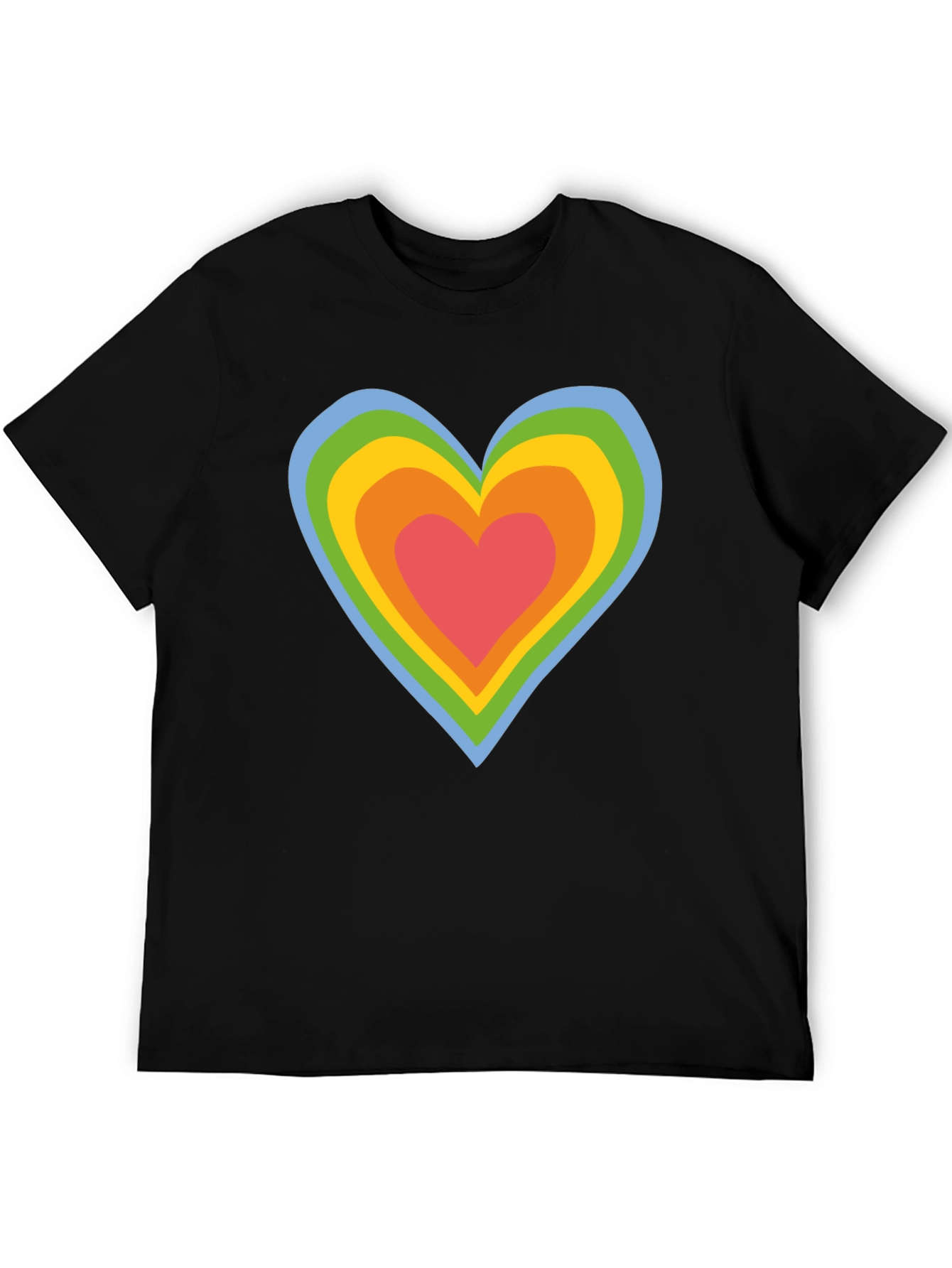 Retro Rainbow Heart Black T-Shirt