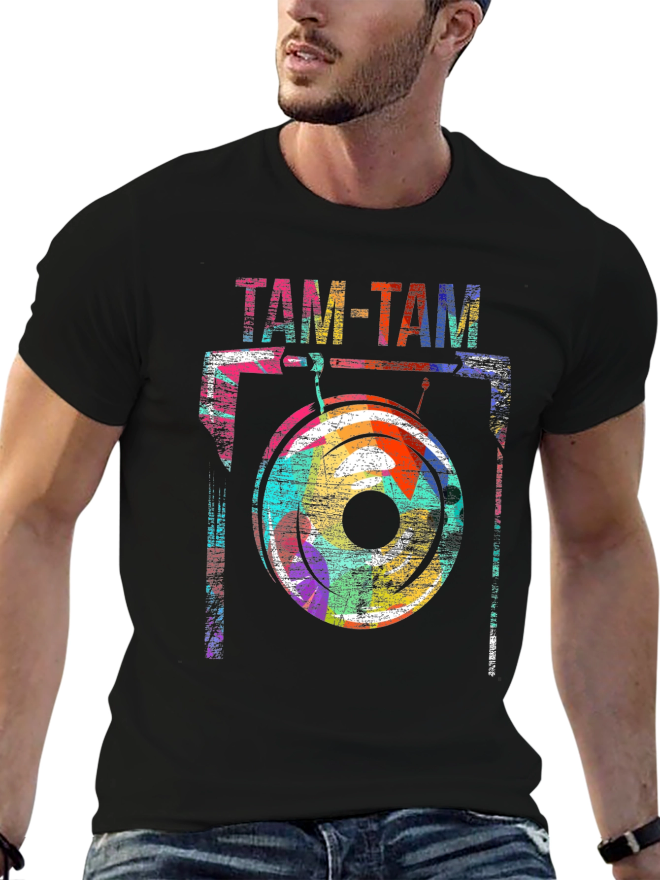 Abstract Tam-Tam Drum Graphic T-Shirt