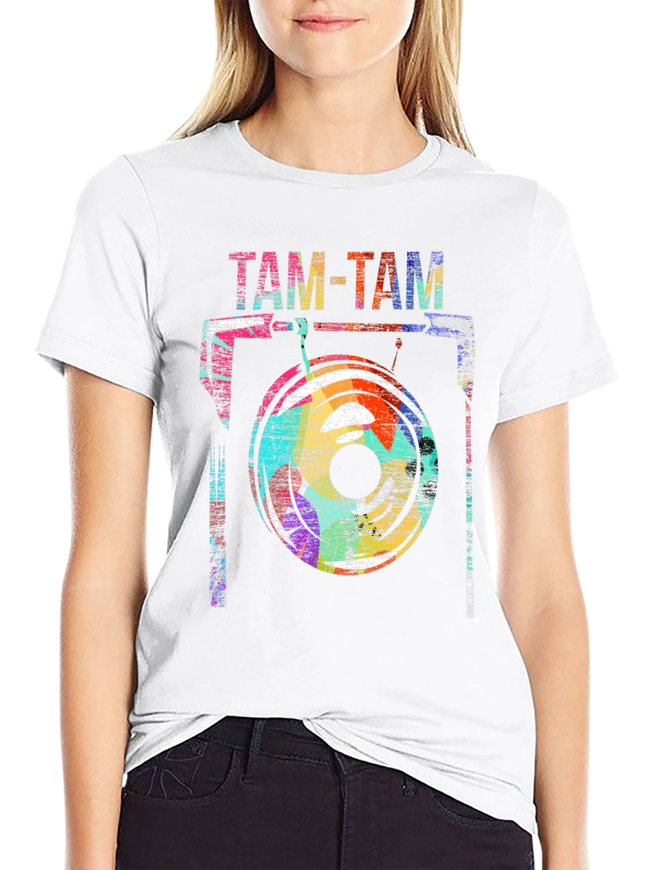 Abstract Tam-Tam Drum Graphic T-Shirt
