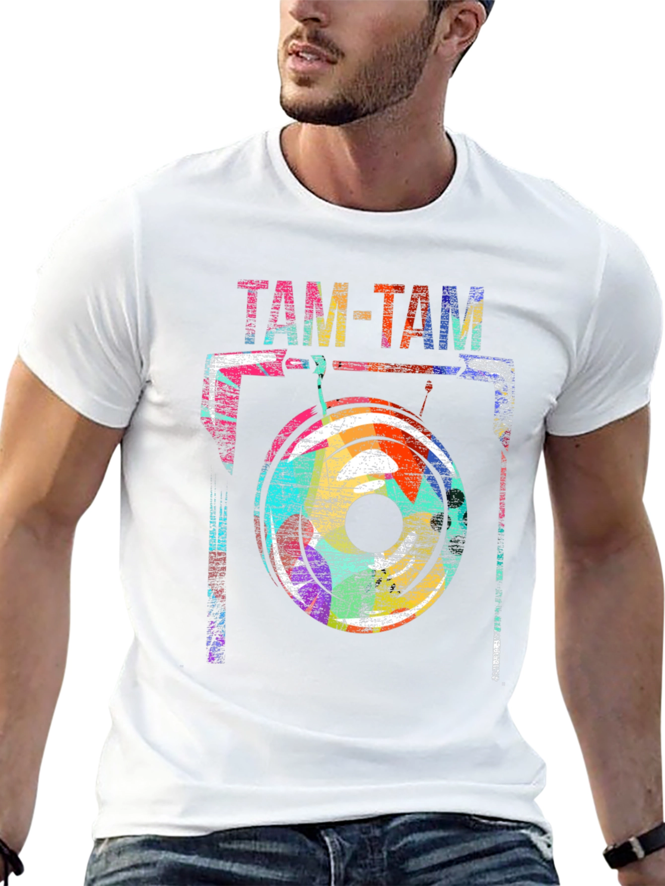 Abstract Tam-Tam Drum Graphic T-Shirt