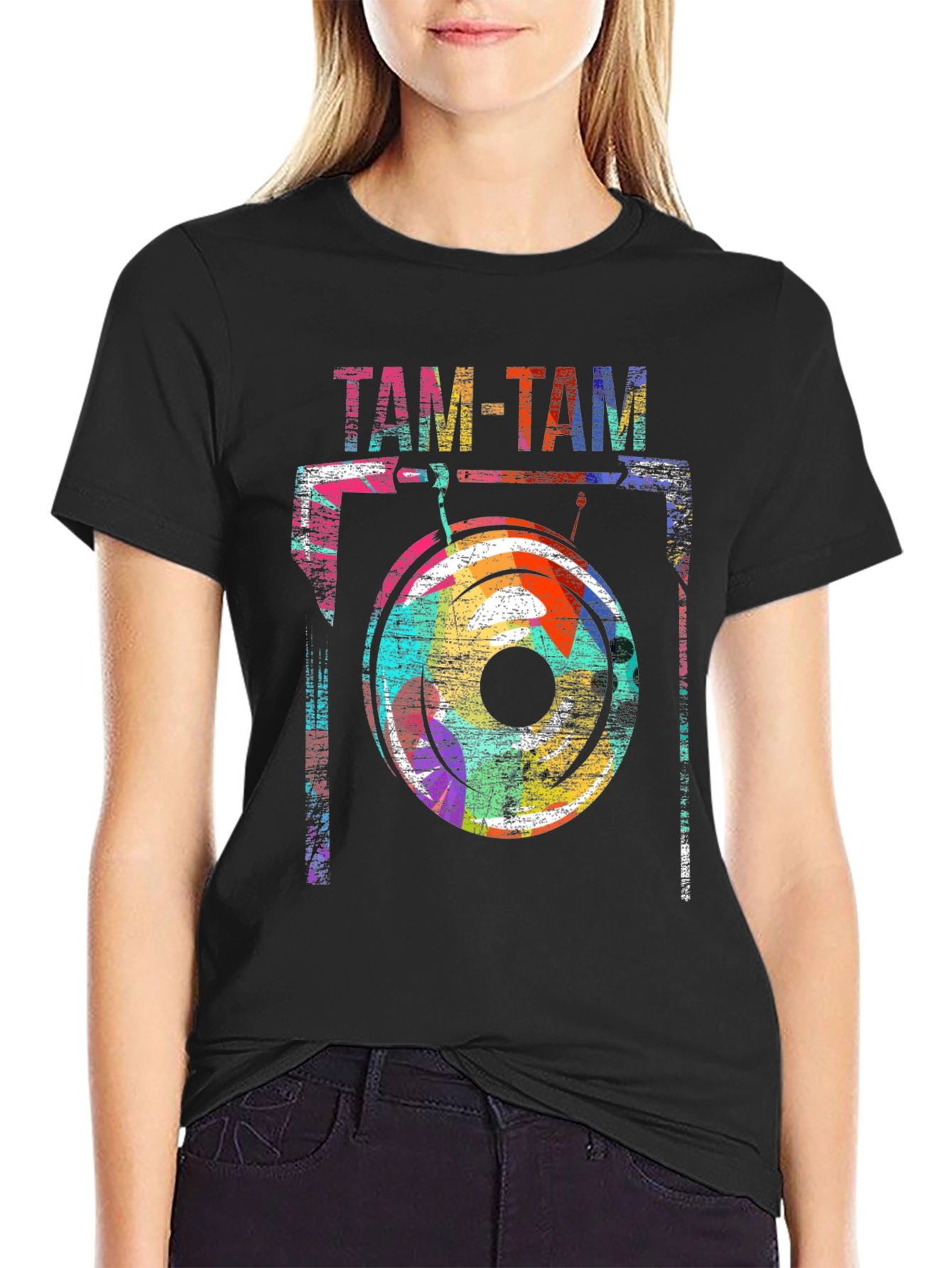 Abstract Tam-Tam Drum Graphic T-Shirt