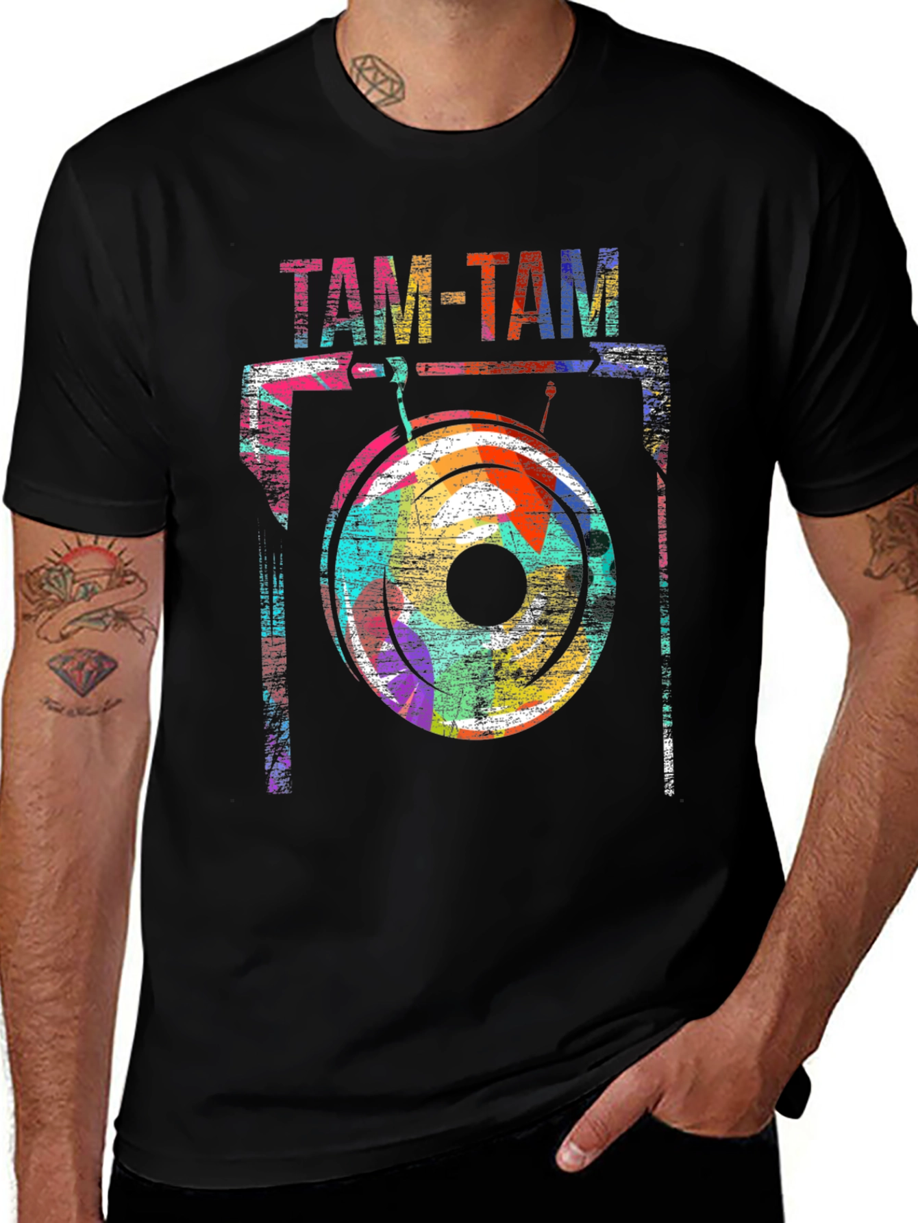 Abstract Tam-Tam Drum Graphic T-Shirt