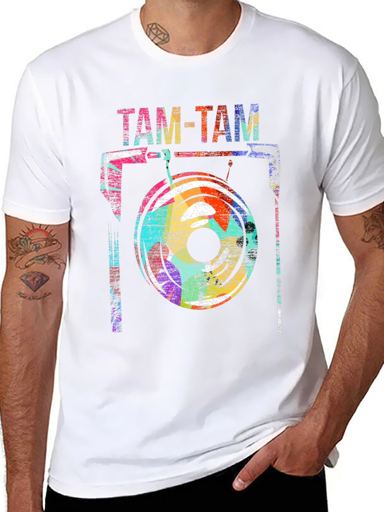 Abstract Tam-Tam Drum Graphic T-Shirt