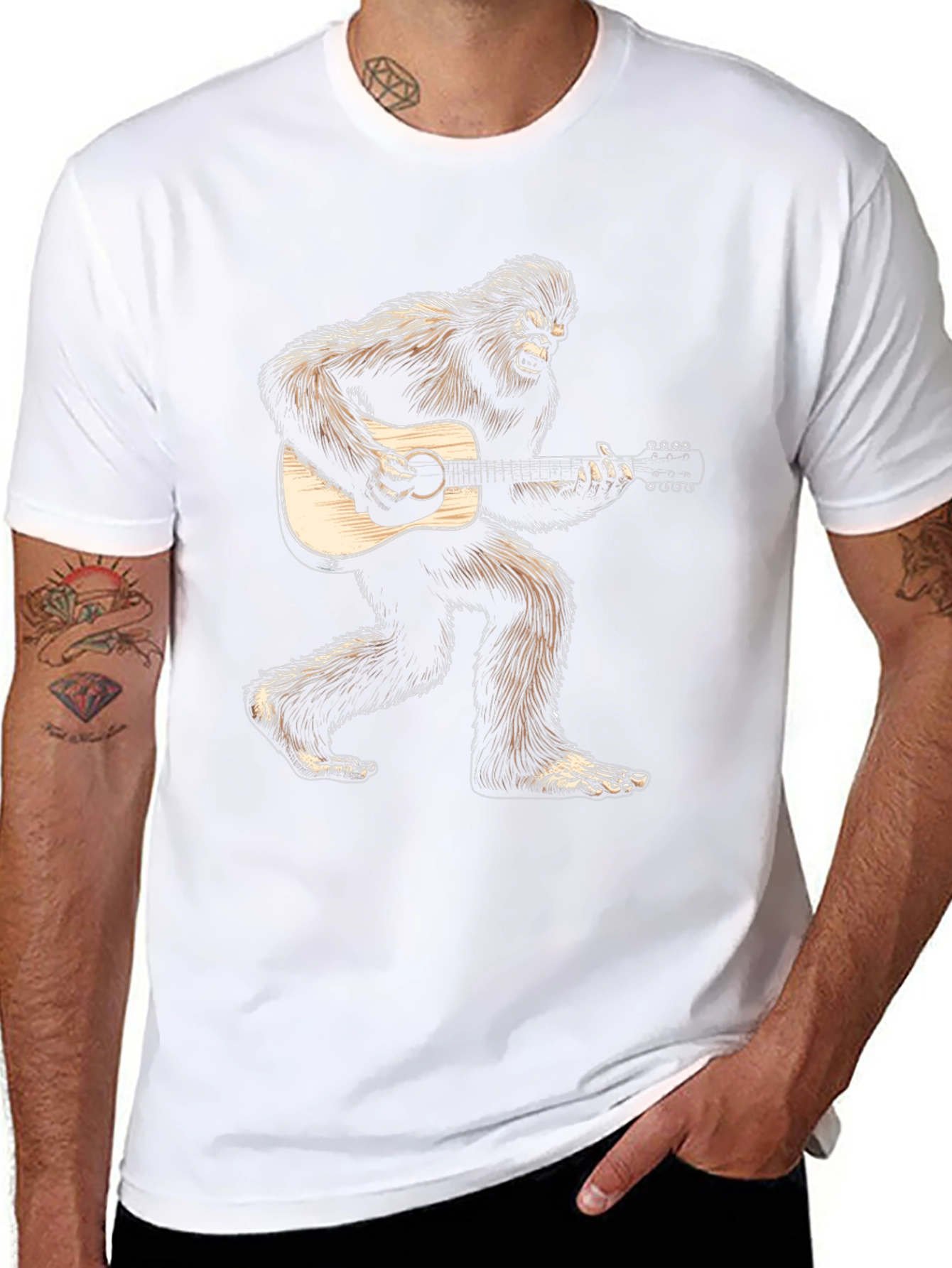 Bigfoot Playing Guitar Graphic Tee - Black
