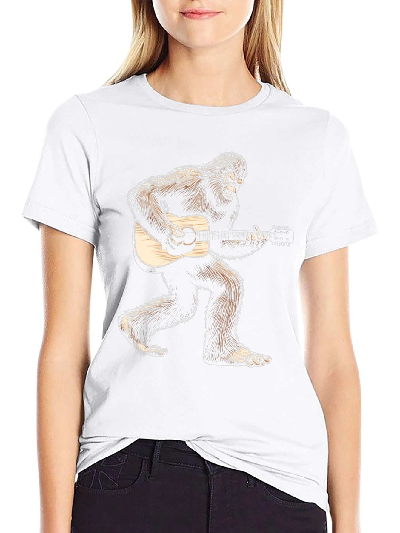 Bigfoot Playing Guitar Graphic Tee - Black