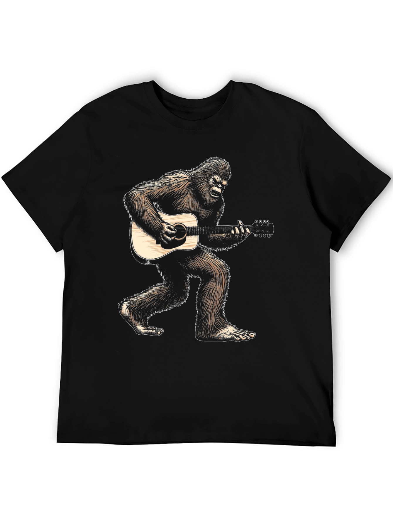 Bigfoot Playing Guitar Graphic Tee - Black