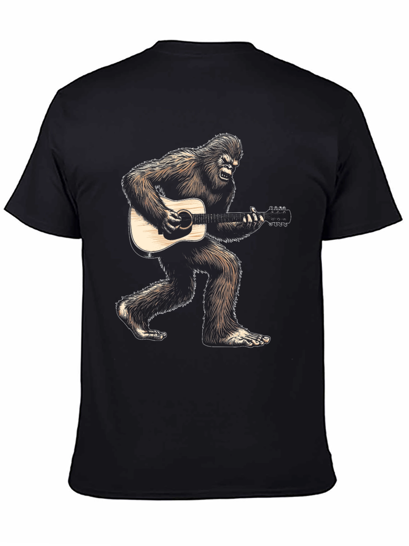 Bigfoot Playing Guitar Graphic Tee - Black