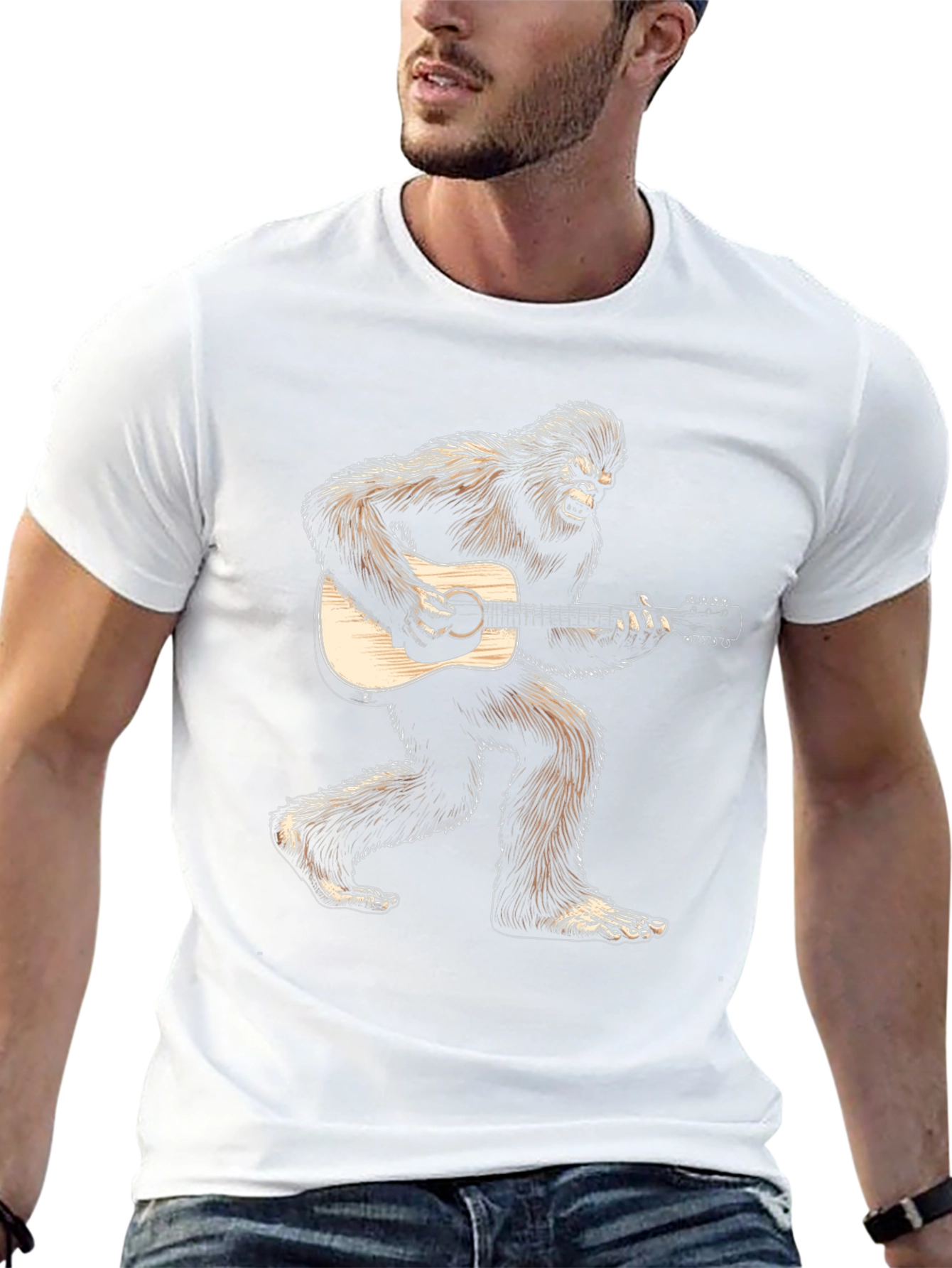 Bigfoot Playing Guitar Graphic Tee - Black