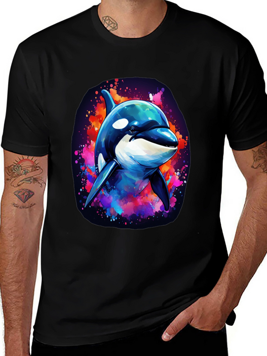 Cool Orca Whale Graphic Tee - Mens Black T-Shirt