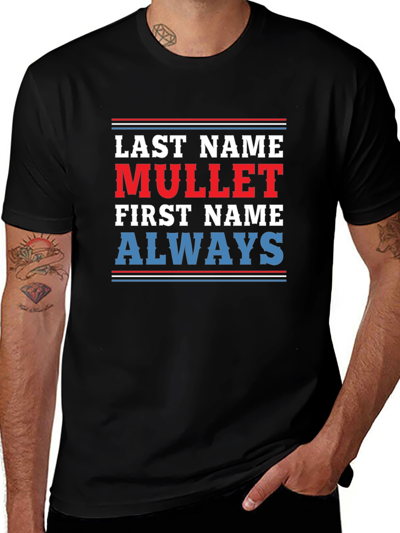 Last Name Mullet T-Shirt - Funny Novelty Tee