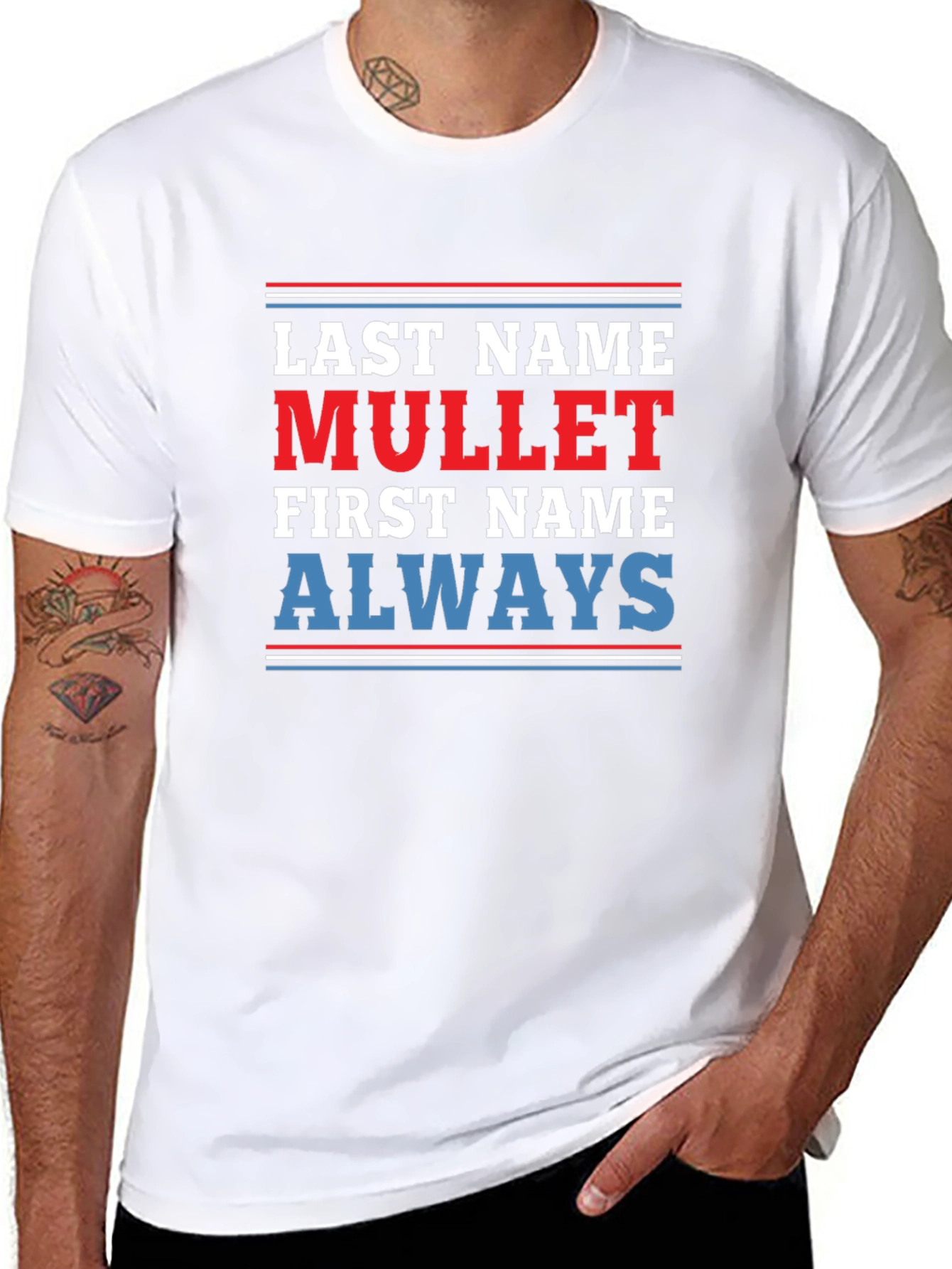 Last Name Mullet T-Shirt - Funny Novelty Tee