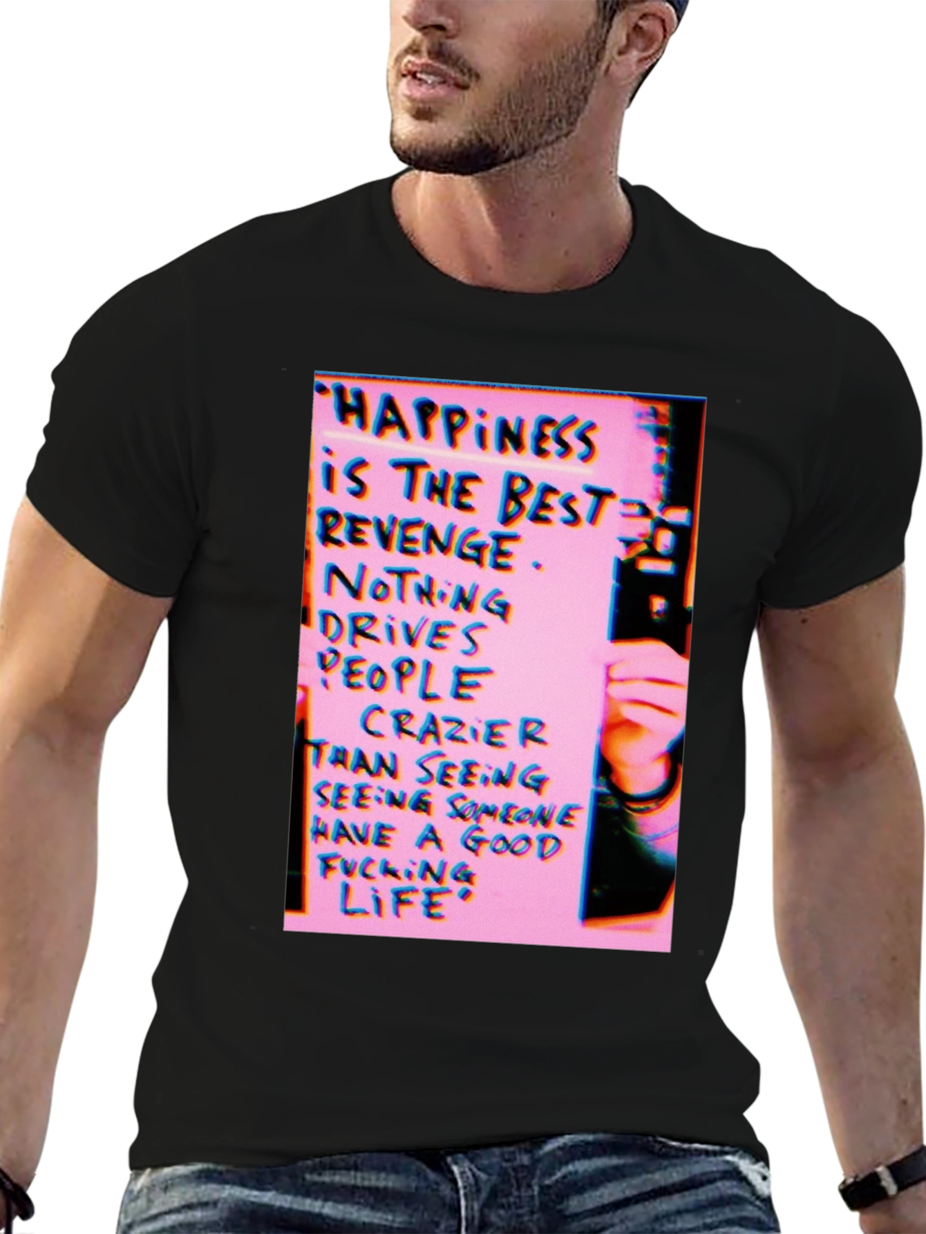 Happiness Revenge Graphic T-Shirt - Black