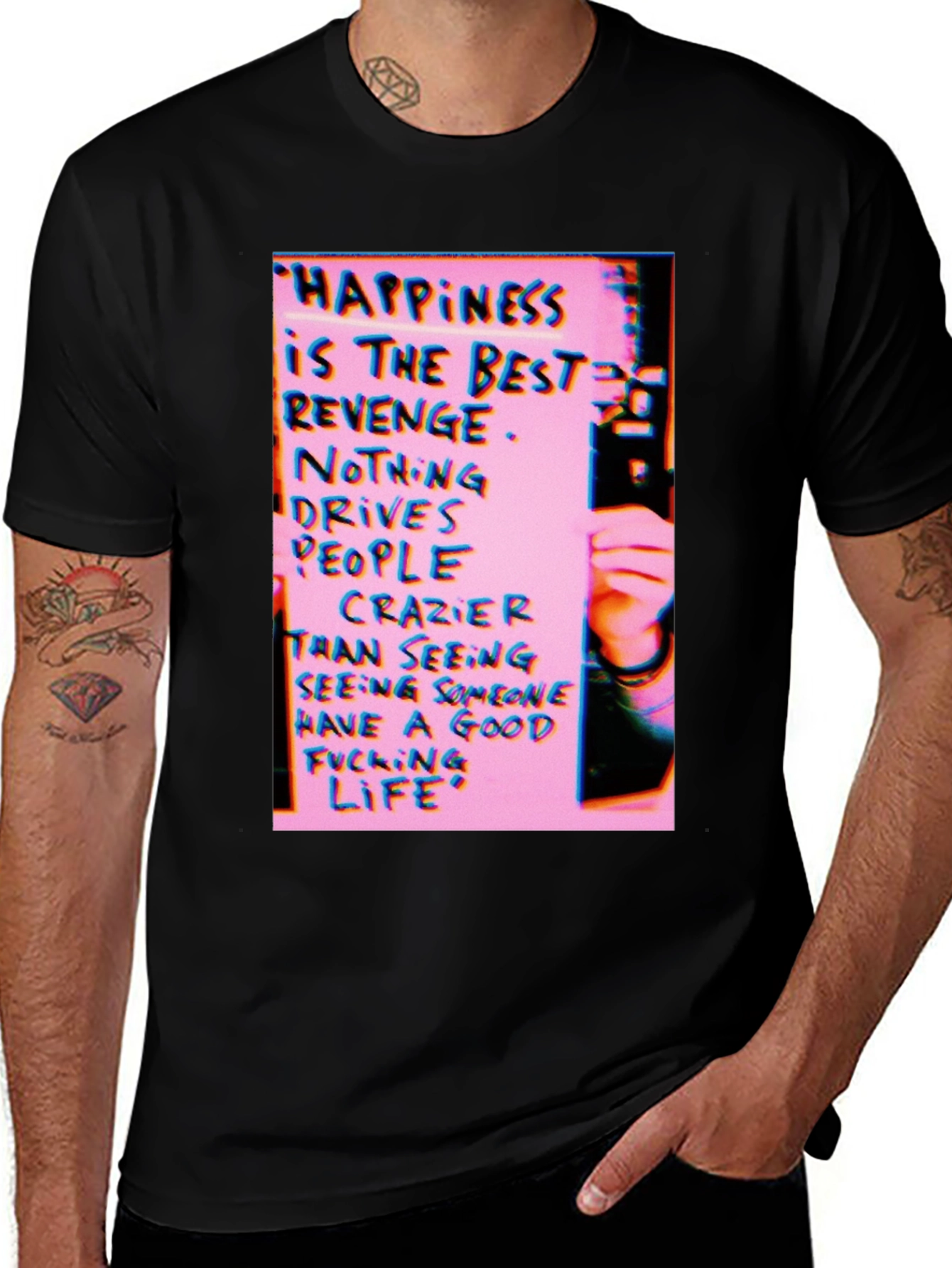 Happiness Revenge Graphic T-Shirt - Black