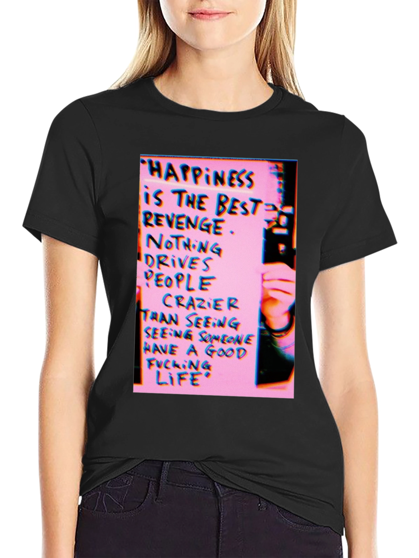 Happiness Revenge Graphic T-Shirt - Black