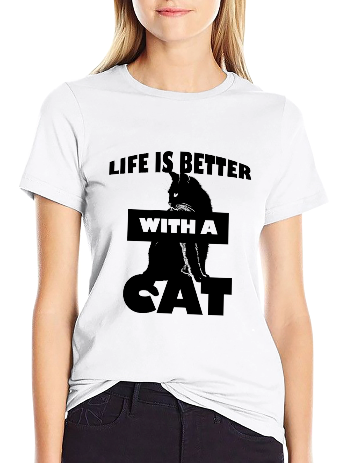 Life is Better with a Cat Black T-Shirt